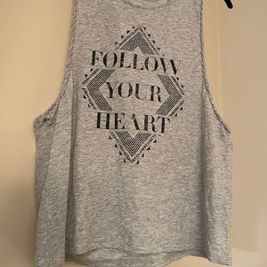 Medium M gray tank top quote graphic sleeveless